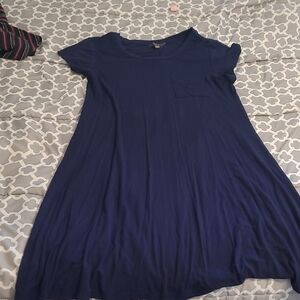 Mi Blue Flutter Sleeve A-Line Mini Dress